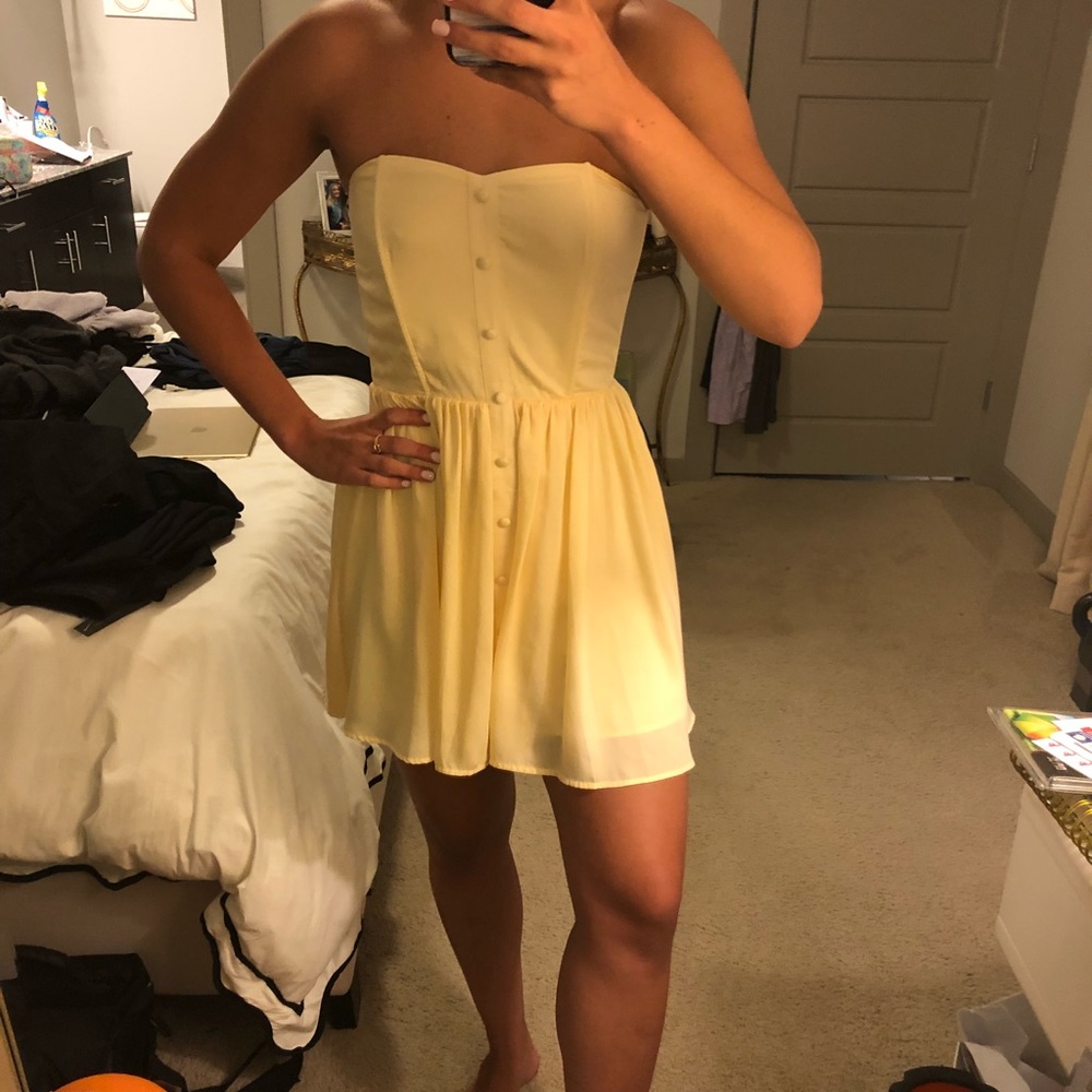 Strapless Yellow Dress
